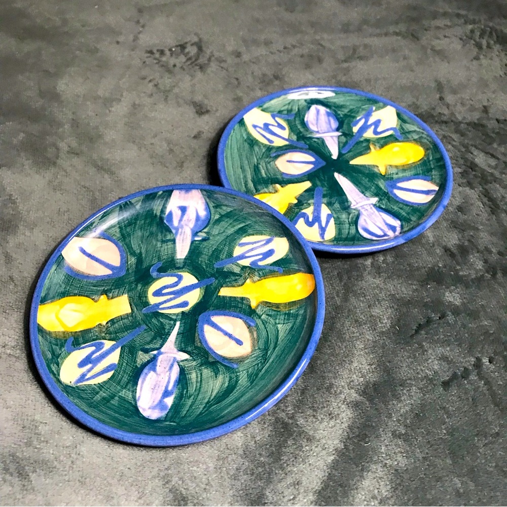 Art Pottery Trinkets Dish Tray Beautiful Unique One Of A Kind Floral Abstract